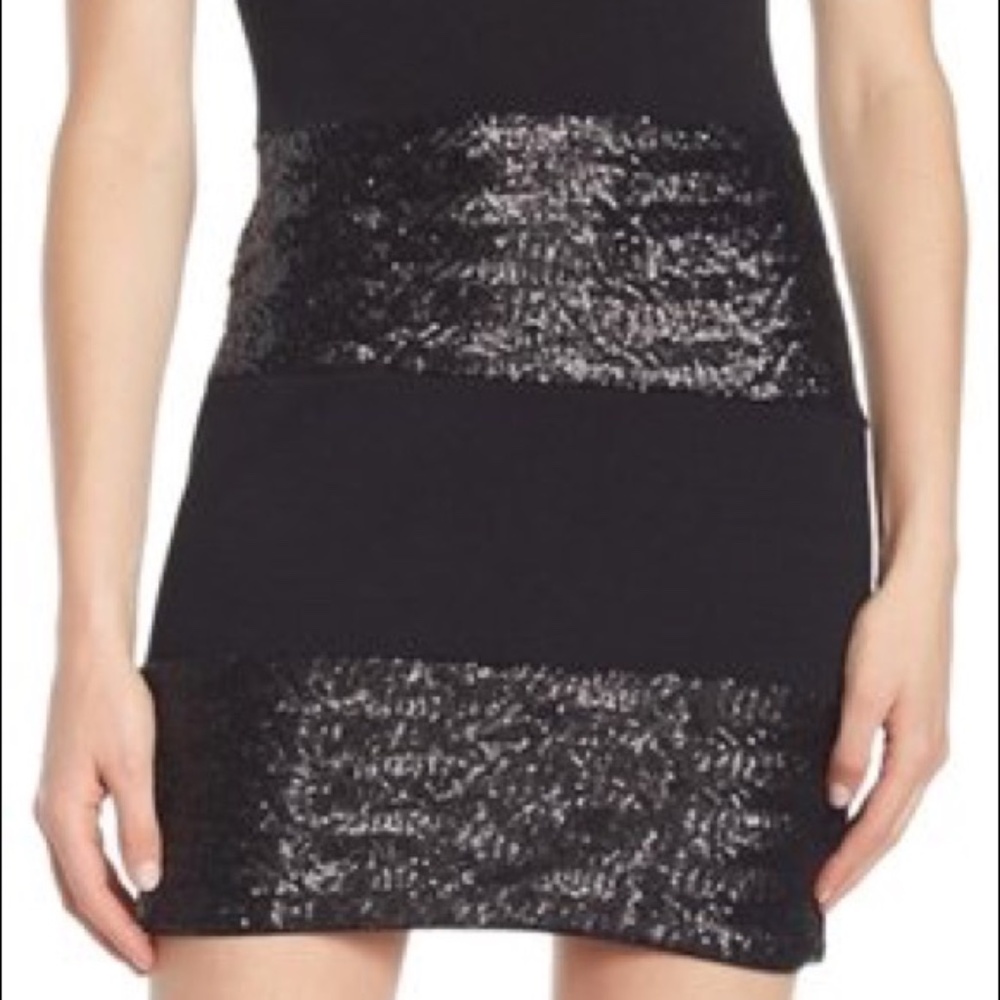 Bailey/44 'Do the Hustle' Black Sleeveless Sequin Stripe Dress - Picture 3 of 3